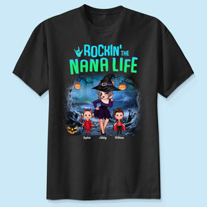 Night Halloween Rockin' Grandma Personalized Shirt