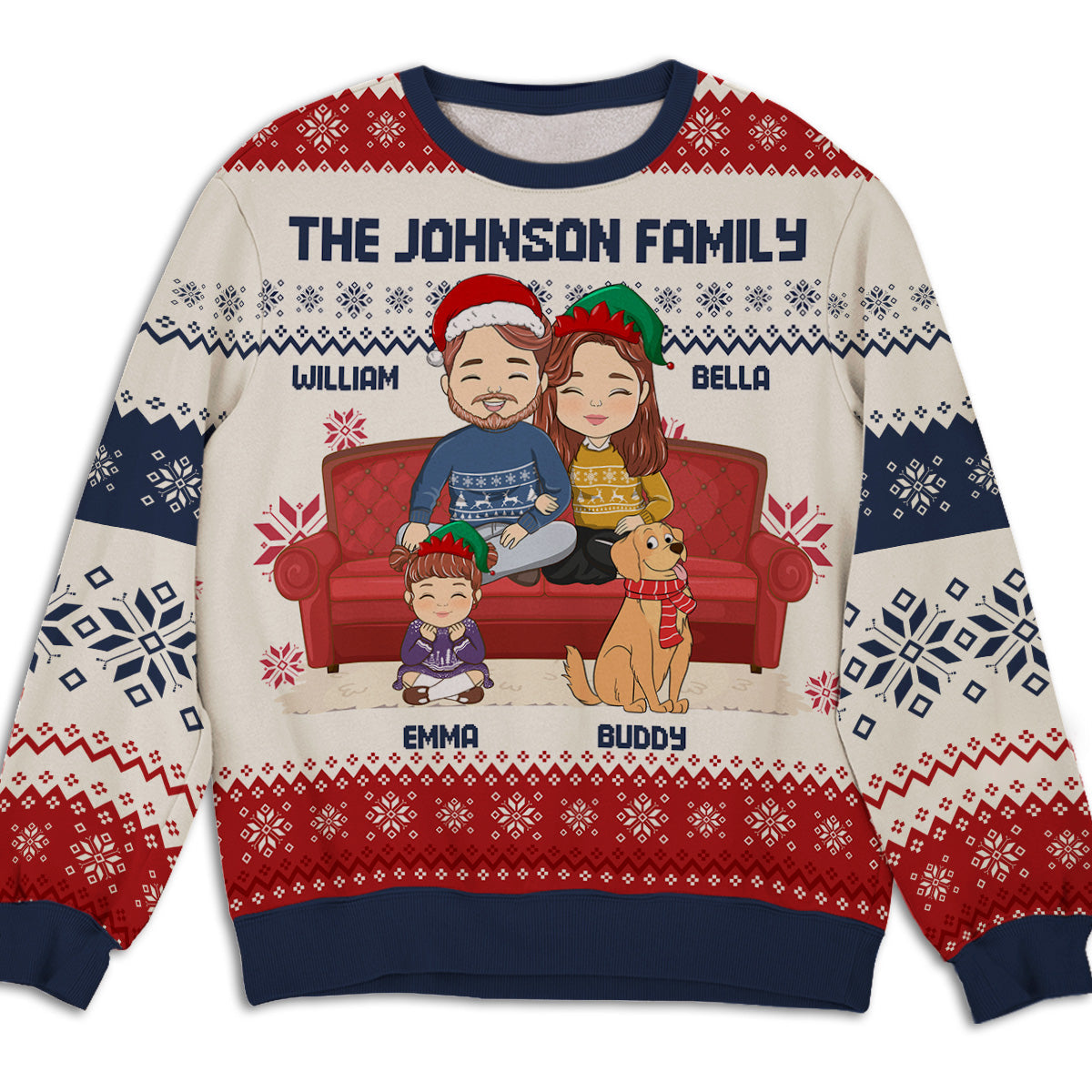Couple Family With Pets And Kids - Personalized All-Over-Print Sweatshirt