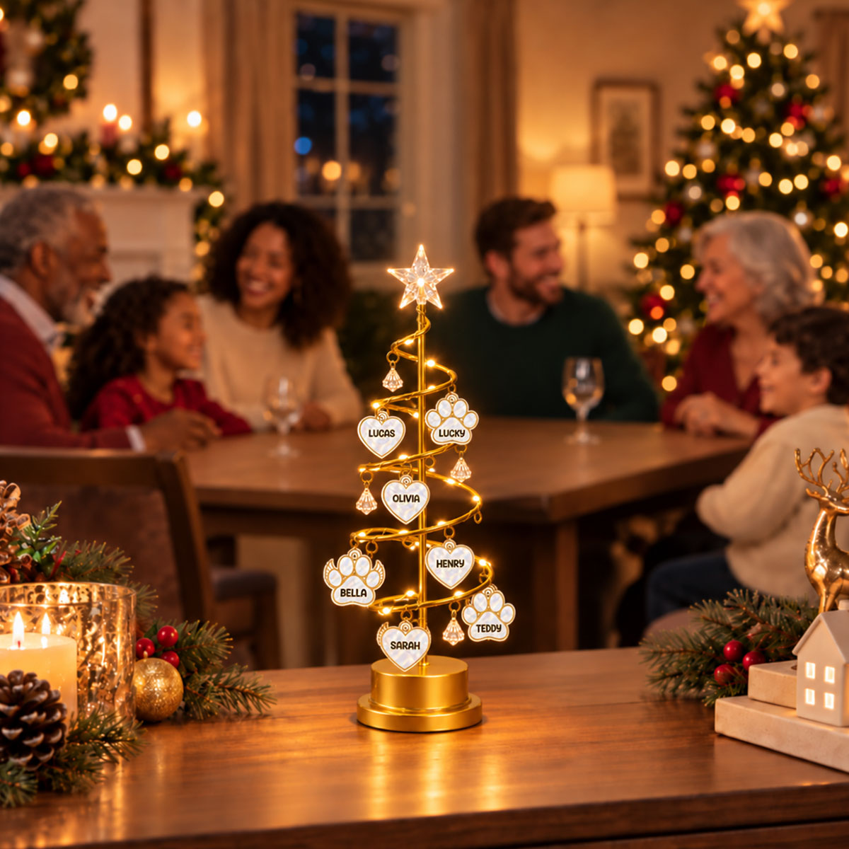 Family Together LED tree lights family table