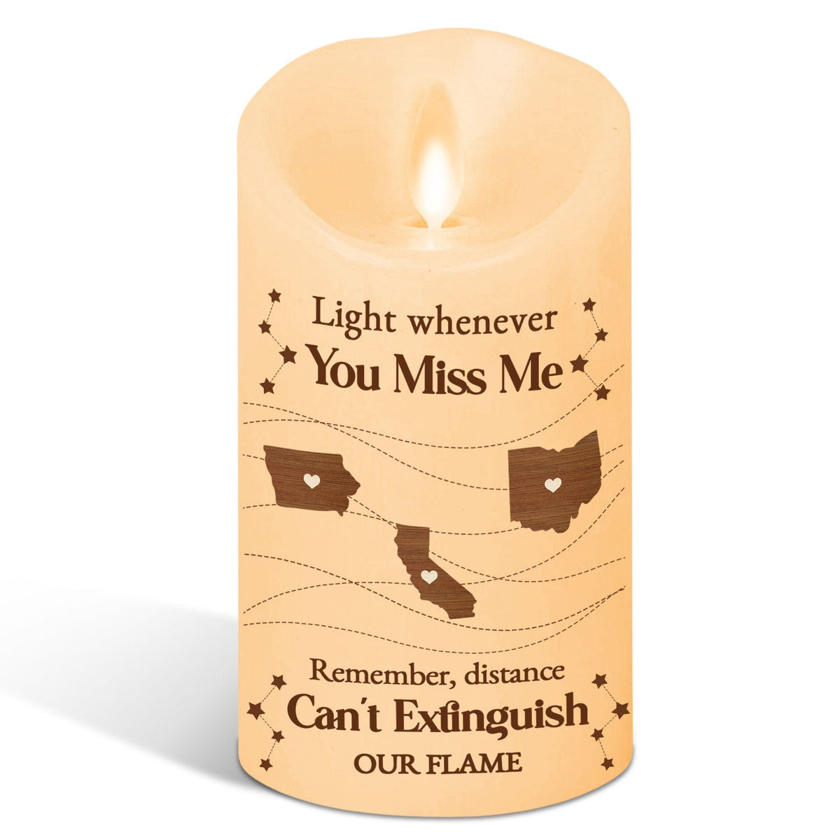 Distance Can Not Extinguish Our Flame - Personalized LED Candle