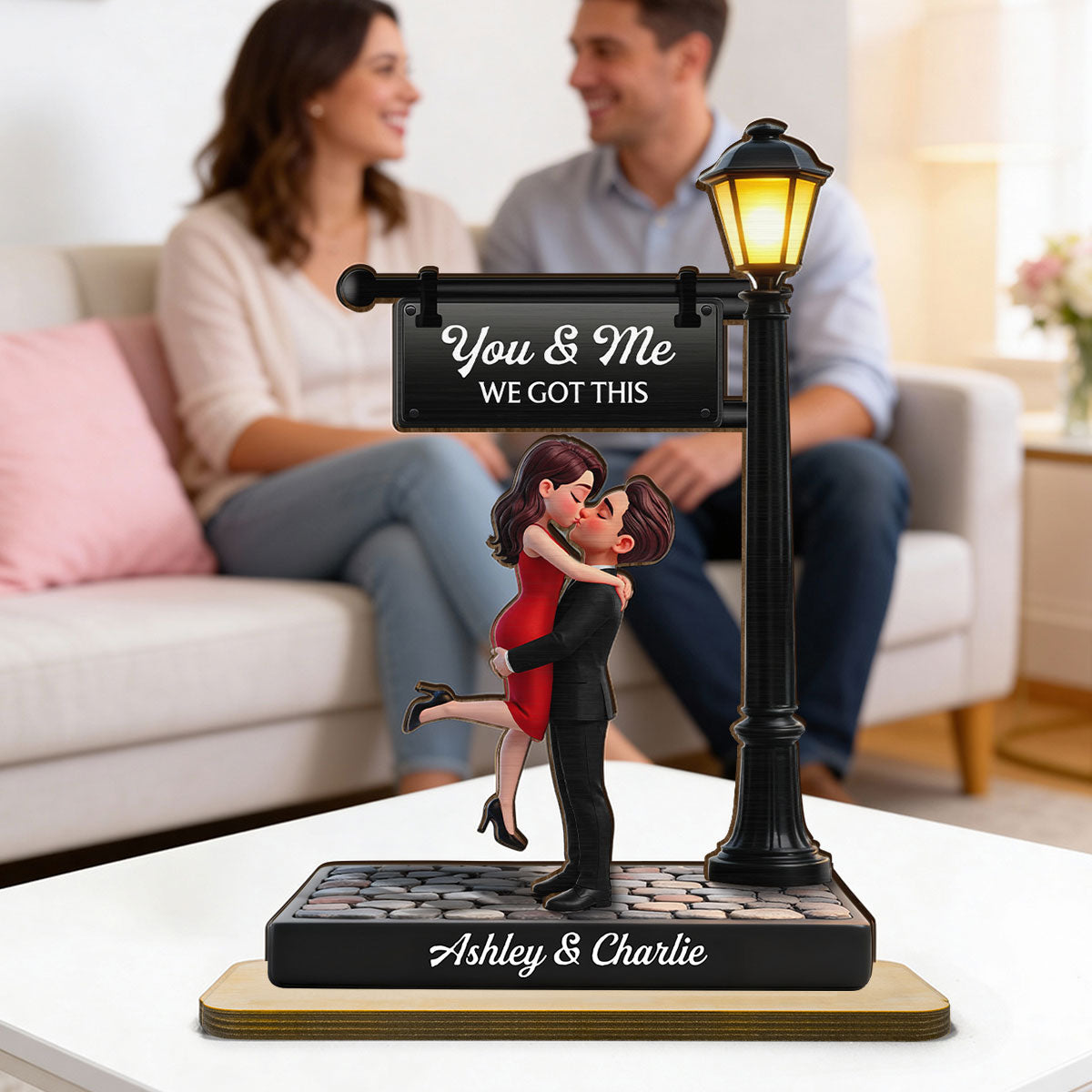 Timeless Love Under The Light - Personalized 2-Layered Wooden Plaque - Gift For Wife, Husband