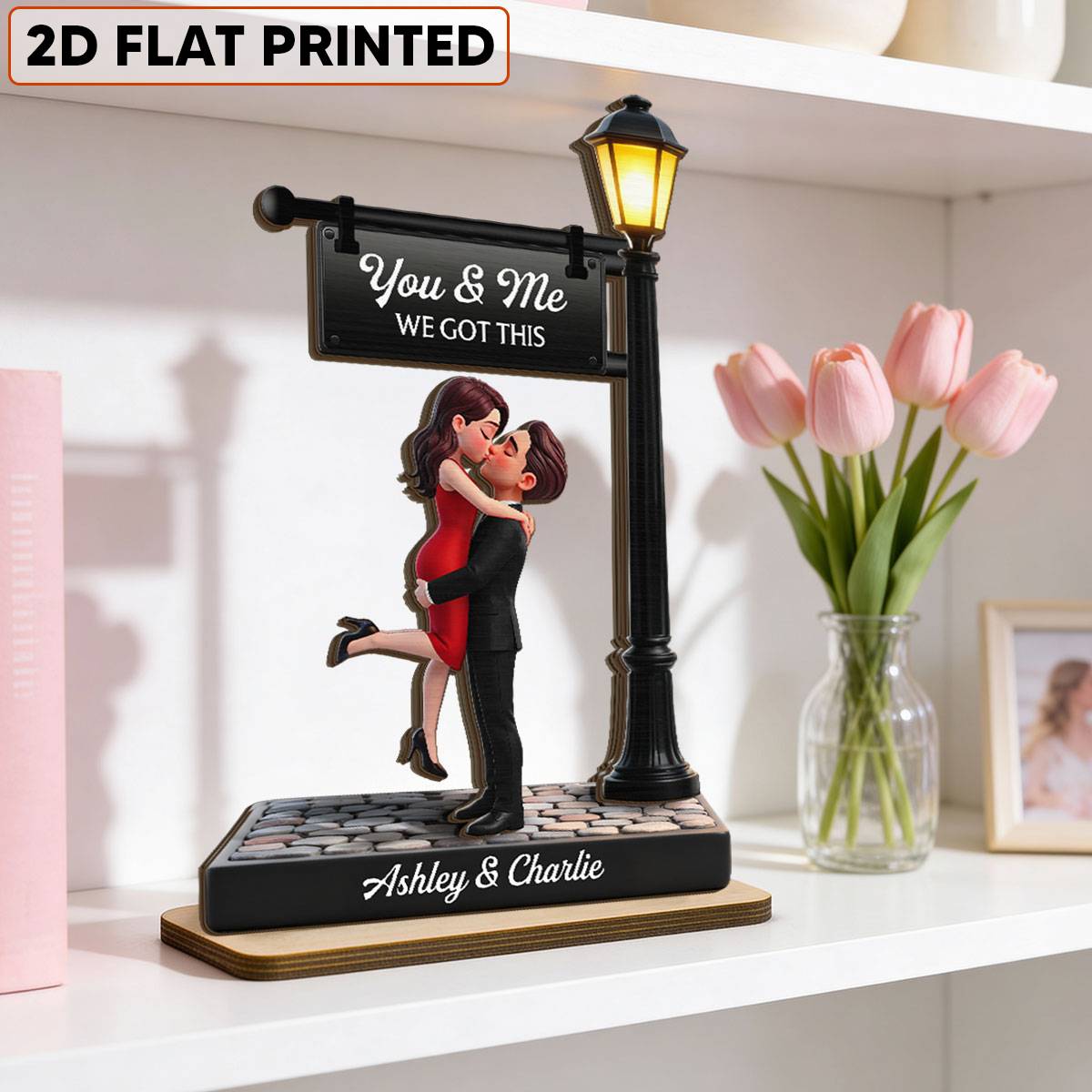 Timeless Love Under The Light - Personalized 2-Layered Wooden Plaque - Gift For Wife, Husband