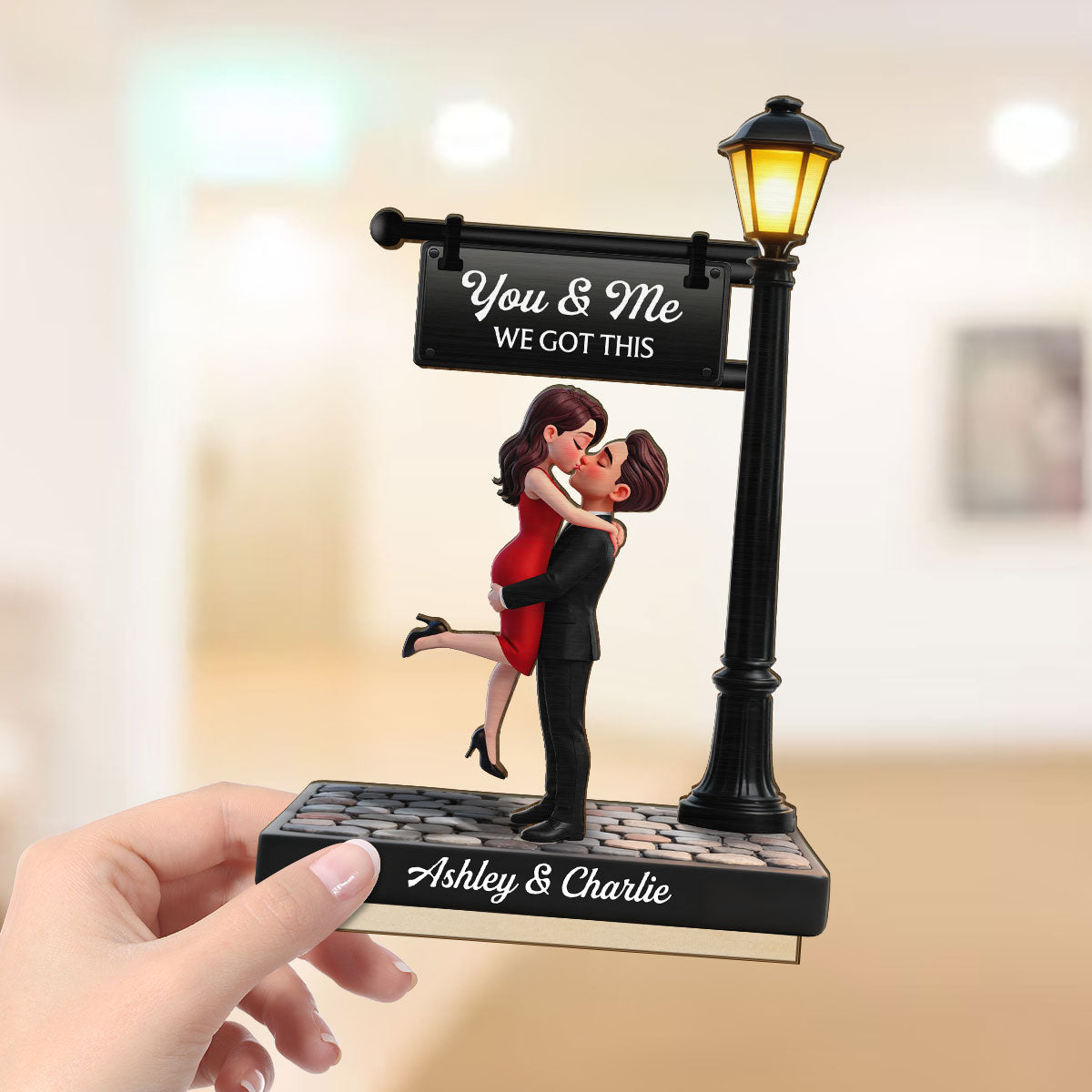Timeless Love Under The Light - Personalized 2-Layered Wooden Plaque - Gift For Wife, Husband