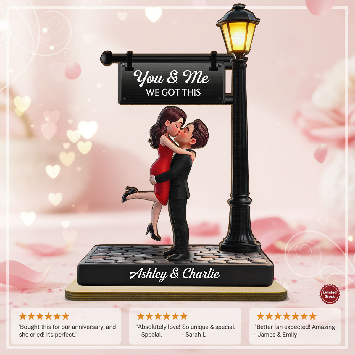 Timeless Love Under The Light - Personalized 2-Layered Wooden Plaque - Gift For Wife, Husband