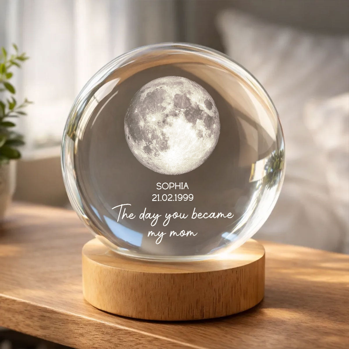 The Day You Became My Mom - Personalized Crystal Ball LED Night Light