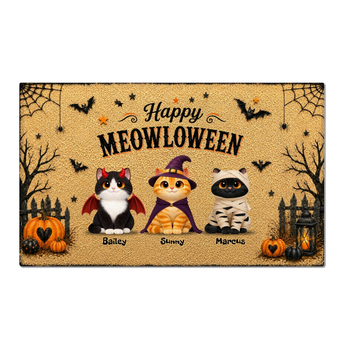 Spooky Halloween Beware of Little Cats Meownsters - Personalized Doormat - Halloween Gift For Cat Lovers, Halloween Decor