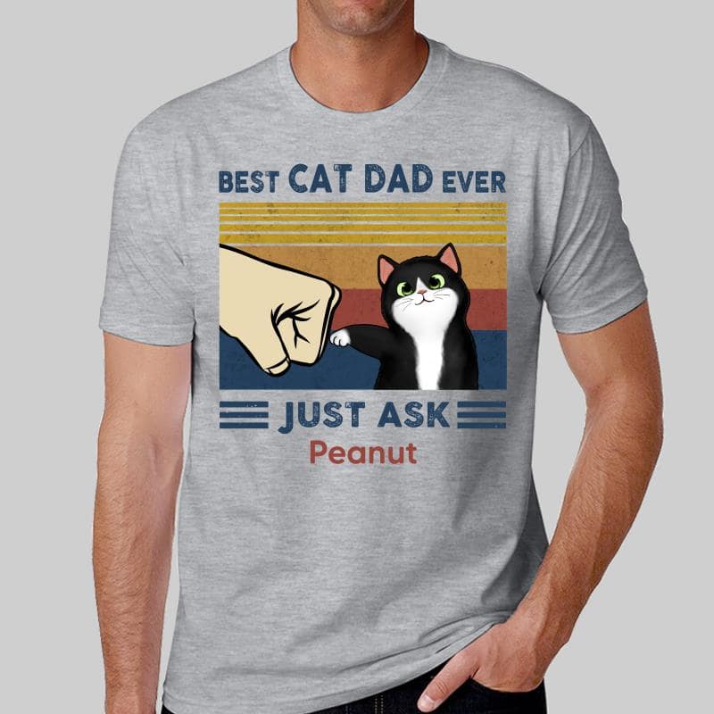 Perfect Gift for Cat Dads - Custom Cat Fist Bump - Personalized Shirt