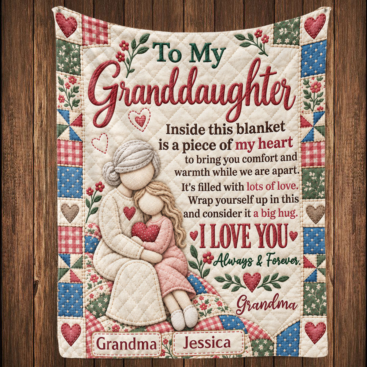 Hugs Warmth And Love Personalized Fleece Blanket