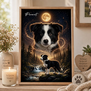 Dog Howling to the Moon Personalized Pet Memorial Poster