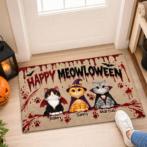 Halloween Horror Theme Beware Of Little Meownsters Cats - Personalized Doormat - Halloween Decor For Cat Lovers
