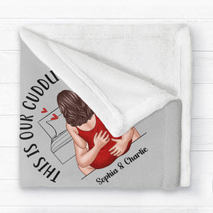 Couple Snuggle Cuddling Personalized Fleece Blanket