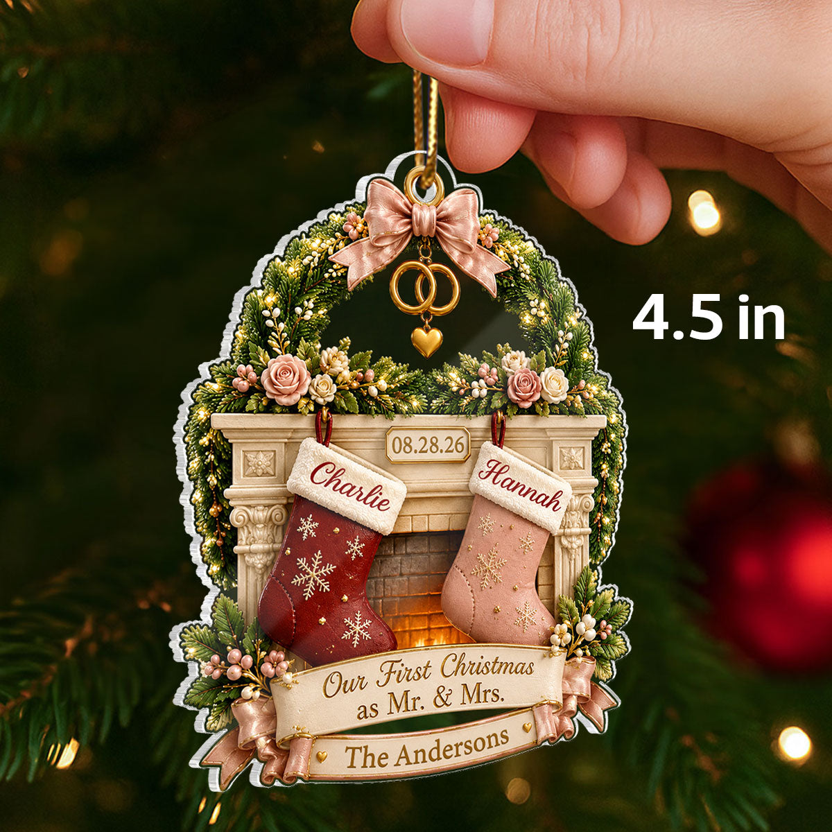 Our First Christmas As Mr And Mrs - Personalized Acrylic Ornament