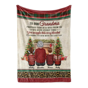 This Blanket Reminds We Love You Grandma Grandkid Back View Christmas
