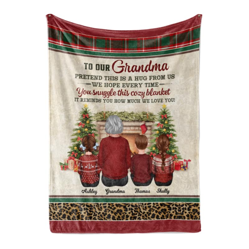 This Blanket Reminds We Love You Grandma Grandkid Back View Christmas