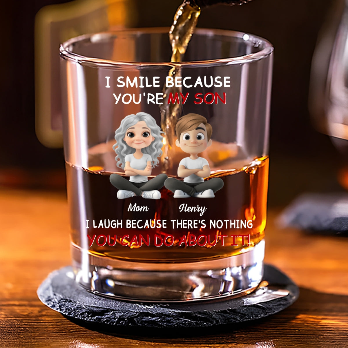 For Son personalized whiskey glass