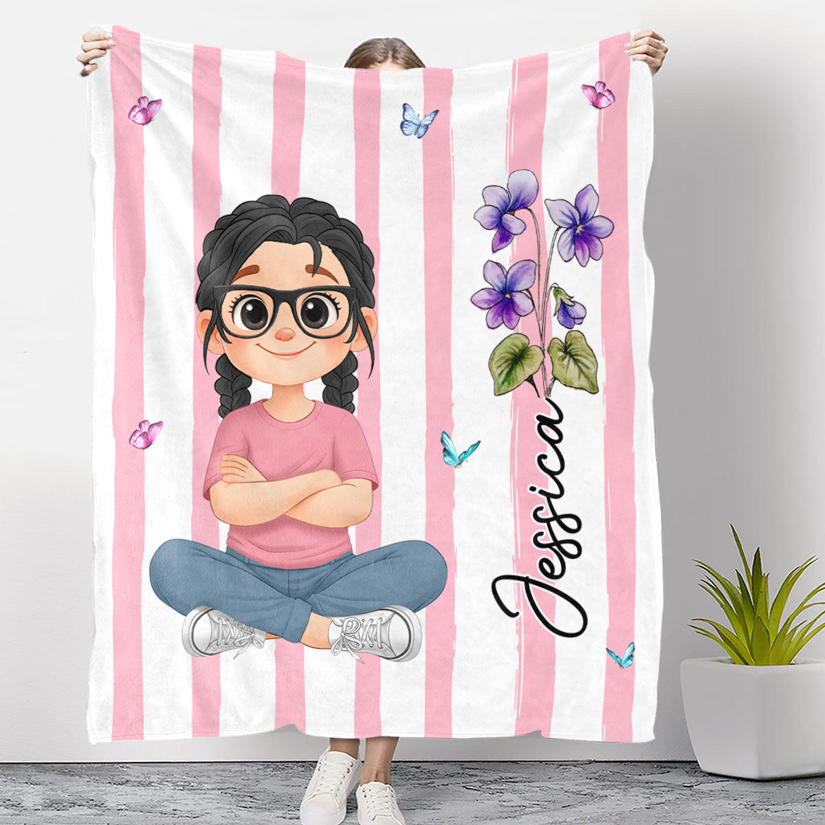 Floral Child - Personalized Fleece Blanket