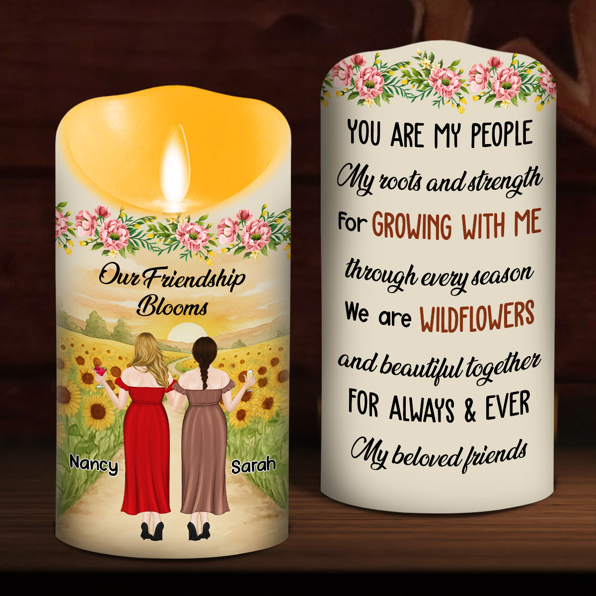 Wildflower Friendship - Personalized LED Candle