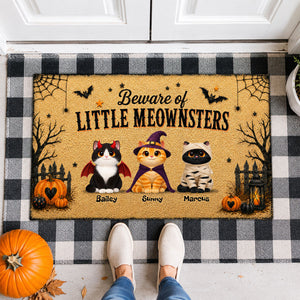 Spooky Halloween Beware of Little Cats Meownsters - Personalized Doormat - Halloween Gift For Cat Lovers, Halloween Decor