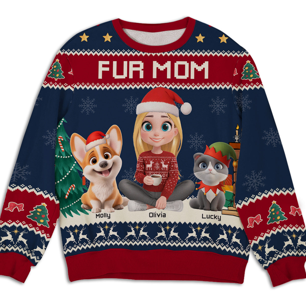 Fur Mommy Christmas - Personalized All-Over-Print Sweatshirt