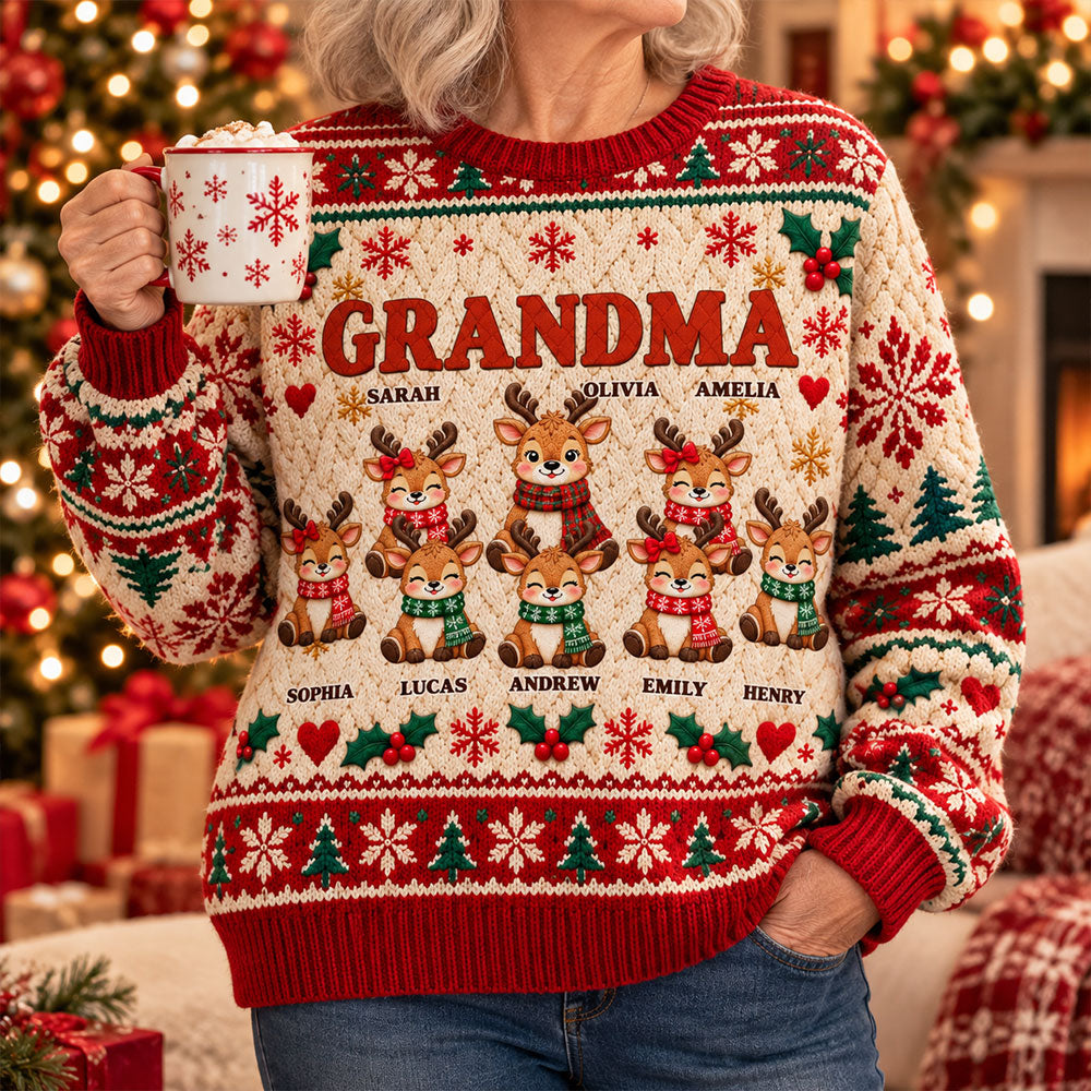 Reindeer Crew - Personalized All-Over-Print Sweatshirt - Christmas Gift For Grandma