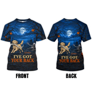 Whimsical Blue Theme I've Got Your Back Dog Stealing Backbone From Your Photo - Personalized 3D Shirt - Funny Halloween Costume For Dog Lovers