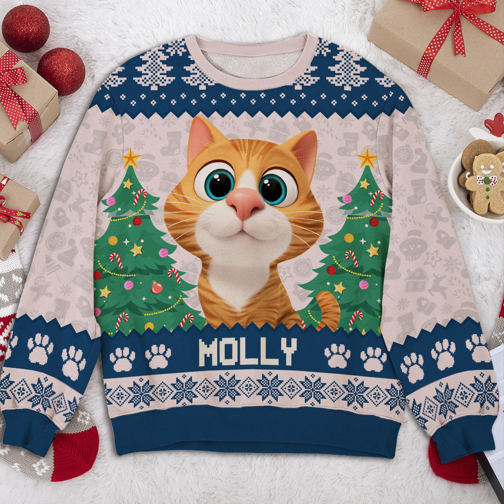 Santa Is Coming To Cats - Personalized All-Over-Print Sweatshirt - Christmas Gift For Mom