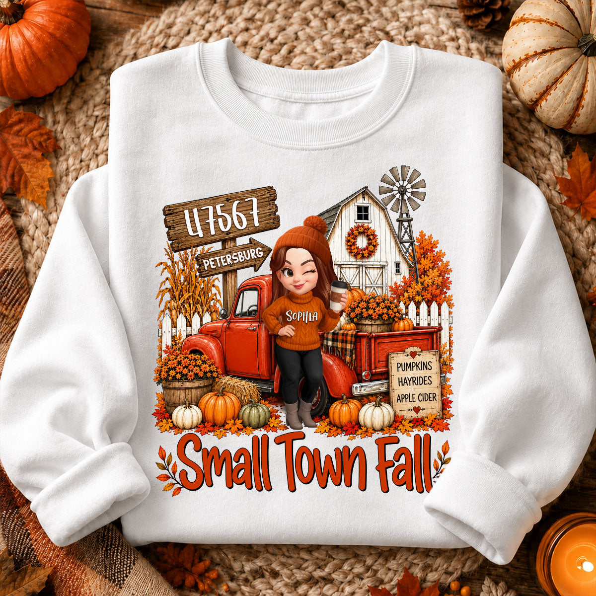 Small Town Fall Pumpkin Hayrides - Personalized Shirt