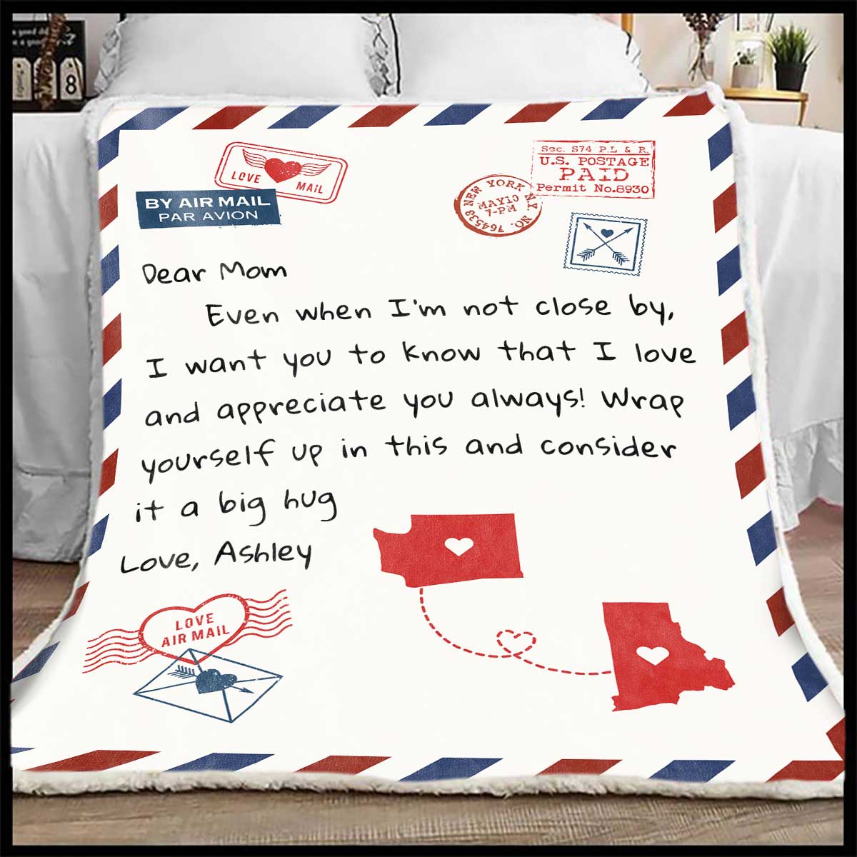 Letter To My Mom Long Distance - Personalized Fleece Blanket