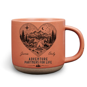 Our Story Is One Big Adventure - Personalized Pottery Mug - Orange