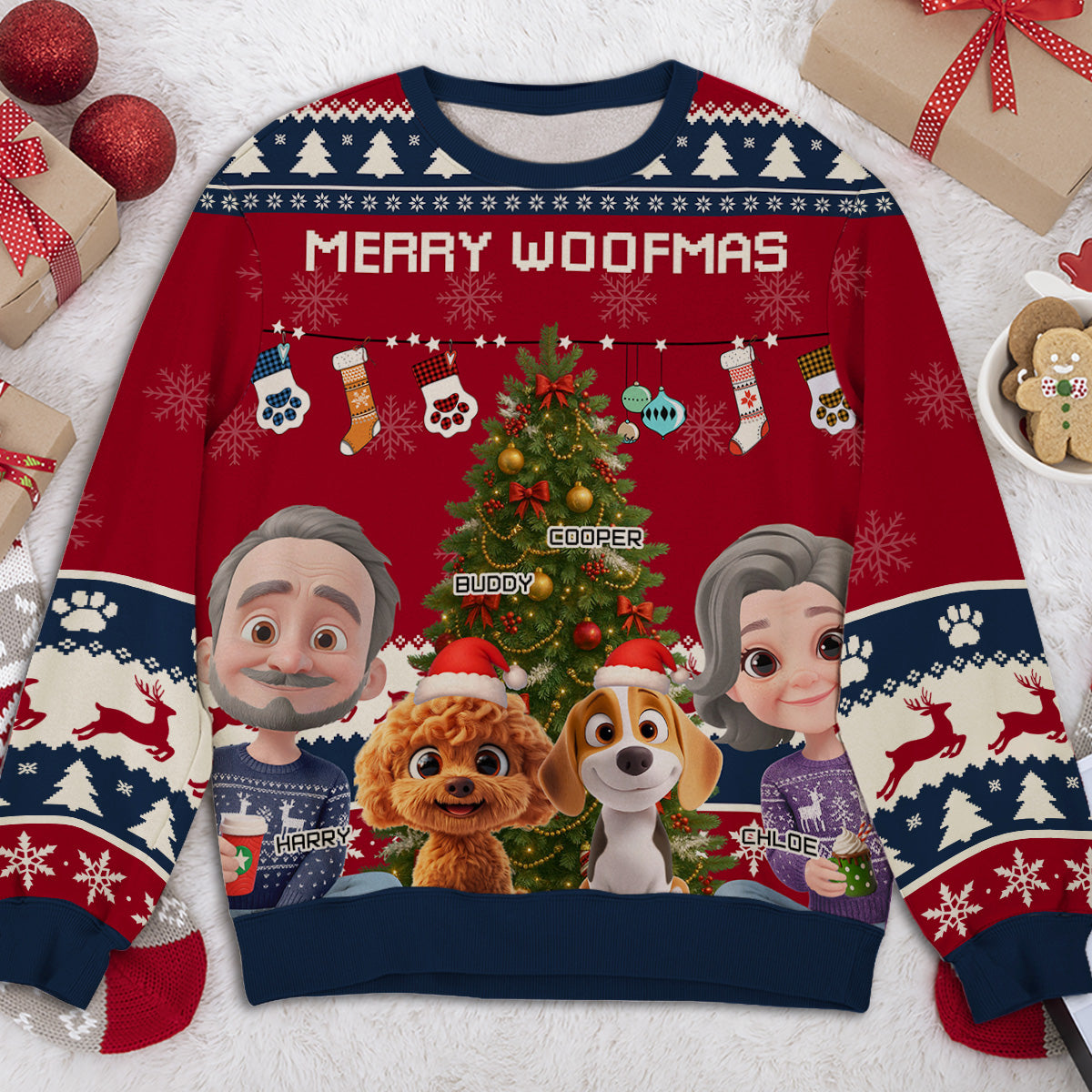 Dog Mom Dad This Pawliday Couple - Personalized All-Over-Print Sweatshirt